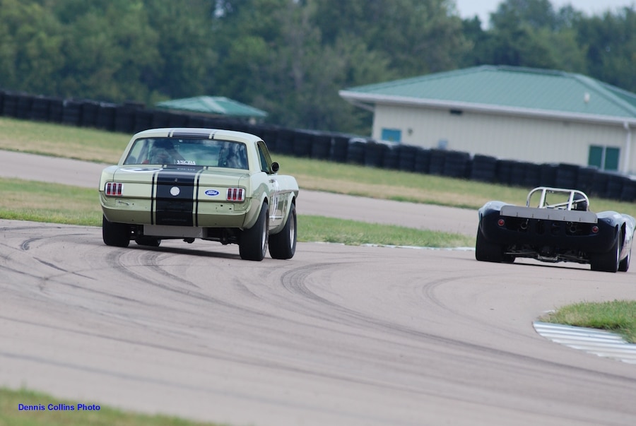 Classic Mustang Chases Can Am Car at Heartland Park Topeka Vintage Races