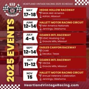 Heartland Vintage Racing 2025 Schedule